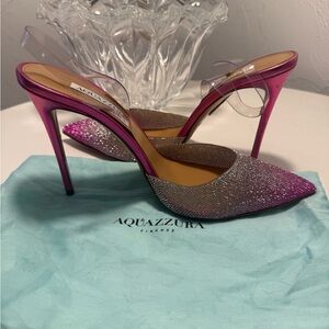 Aquazurra Magenta Ombre Crystal Embellishment Slingback Pump